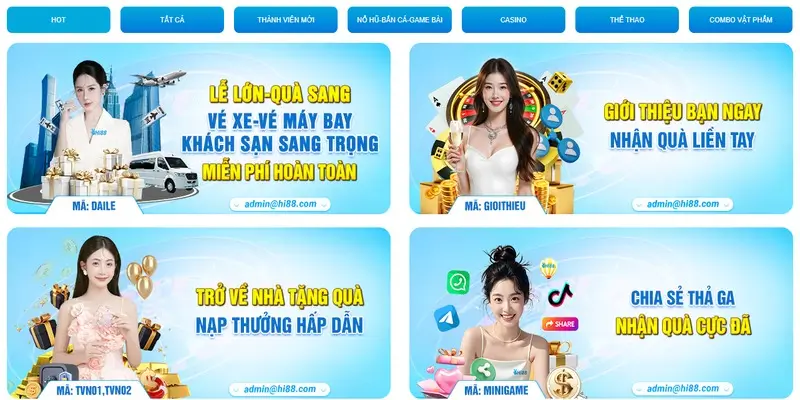 Hi88 có nhiều kiểu khuyến mãi đặc sắc